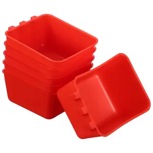 PETAXCELL Cage Cups, 4.9x3.7x2.4 Inch Parakeet Feeder Bird Cage Accessories Hanging Food Water Dispenser, (Red, 6pcs)/ Intended for Pet / Pigeon / Parrot / Chicken