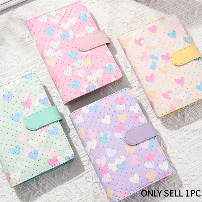 A6 Macaron PU Leather Binder Notebook, 6 Ring Refillable Planner with Zipper Pouch, Fashion Personal Journal Budget Planner, Reusable Cash Envelope Budget System Cover for Financial Tracking, Photo Album and Daily Planner