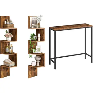 Corner Shelf Wall-Mounted, Narrow Console Table, 29.5" Small Entryway Table for Living Room, Bedroom, Bathroom, Home Office BF25BJP201-BF75XG01