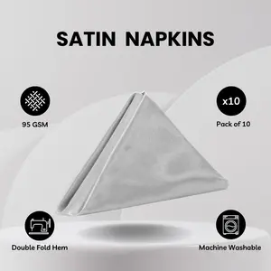 20 inch Satin Cloth Napkins Silver (Pack of 10)