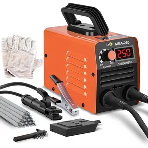 Super Mini Stick Welder Machine,110V 250A ARC Portable MMA Welding Machine for Beginners,Welding Machine with 10 count Welding Rod Tools,IGBT Inverter Welder,Hot Start Arc Force Anti-stick (Orange)