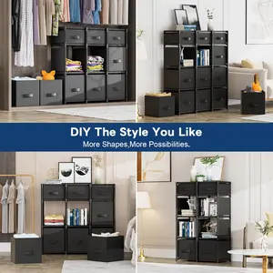 9 Cube Storage Organizer, Closet Organizers and Storage, Cube Storage Shelf, Easy to Assemble with Storage Drawers, DIY Closet Cube Organizer for Living Room, Bedroom, Dorm Room-Black