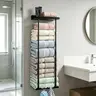 Bathroom Towel Storage Rack, Towel Racks for Bathroom Wall Mounted 30 inch with Shelf Can Holds 6 Large Towels, Wall Towel Rack for Rolled Towels, Black