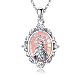 925 Sterling Silver Virgin Mary Necklace Angel Pendant Necklace Protection Jewelry For Women TikTokShopBlackFriday