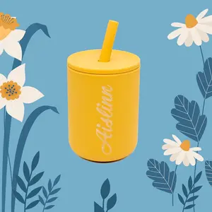 MTC-Custom toddler cups with FREE, laser, engraved name, simple silicone cup with lid and straw Mug Drinkware Bottles Tumbler