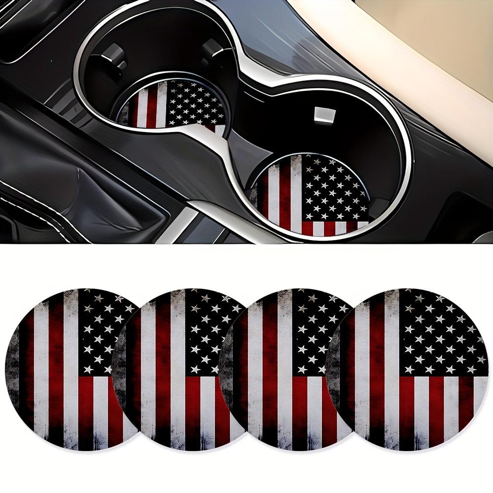 4 American Flag Car Cup Holders, 2.76inch Circular Car Coaster. Car Interior Decoration Water Cup Mat, Unisex Universal Car Cup Mat, Beverage Cup Mat, Car, Household Cup Mat
