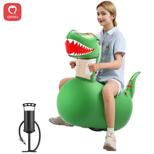 QPAU 1/2 PCS Bouncy Dinosaur Toys Medium size for 2 Years+, Large size for 5 Years+, Toddler Play Fun Toy Inflatable Jumping Bouncy Horse Animal Hopper, Outdoor & Indoor Ride On Hopping Bouncer for Kids Boys Girls Energy Out and Work Out