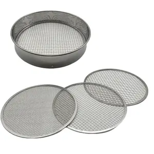 Soil Sifter Set with 3 Sieve Meshes for Rock and Sand - Stainless Steel