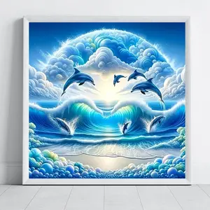 Heart Dolphin Diamond Painting Kit, Adult Art Craft Set, Frameless DIY 5D Diamond Art, Home Decor, Perfect Gift for Holidays, Handmade Gifts