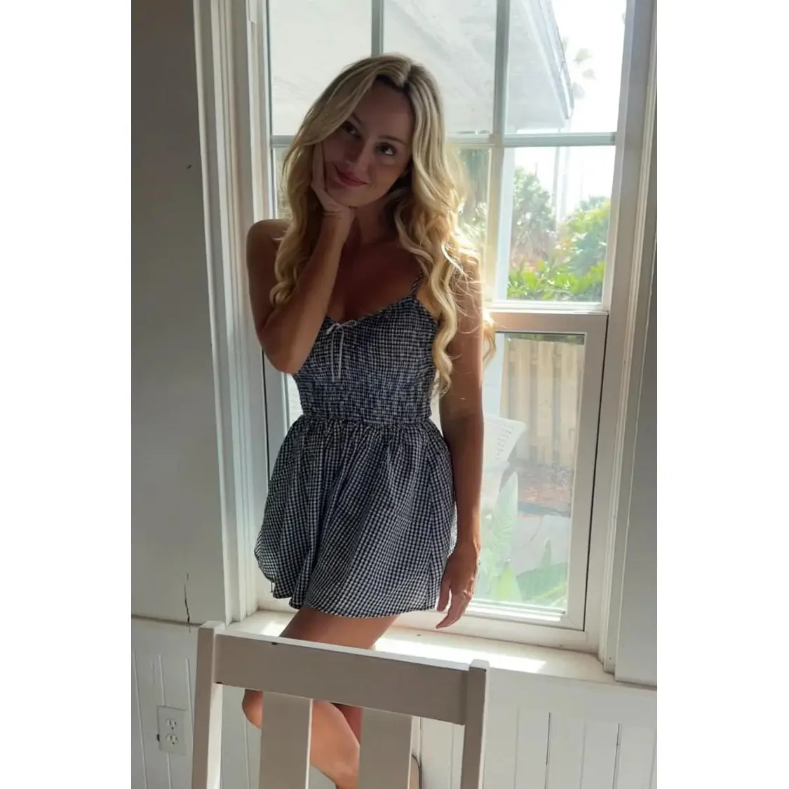 Heidi Navy Gingham Playsuit