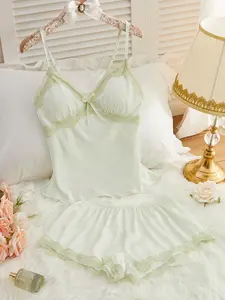 Women's Ditsy Floral Print Cami Top & Shorts Two-piece Set, Adjustable Spaghetti Strap Camisole & Shorts, Clothing Set for Women, Camisole Sets