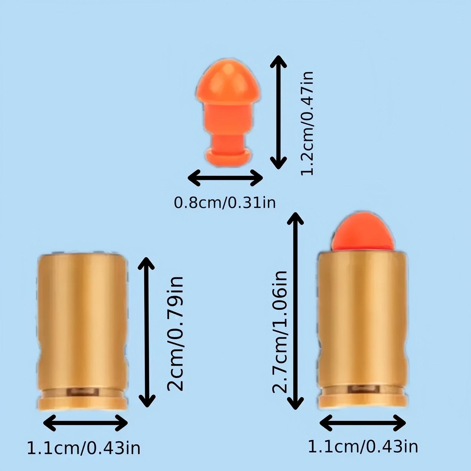 Toy bullet set, durable and safe toy set, gift for toy pistol lovers-quick filling design, reusable-shooting game accessories, including 12 plastic casings and 100 bullets.Designated toy gun,Give 2 stickers at random.