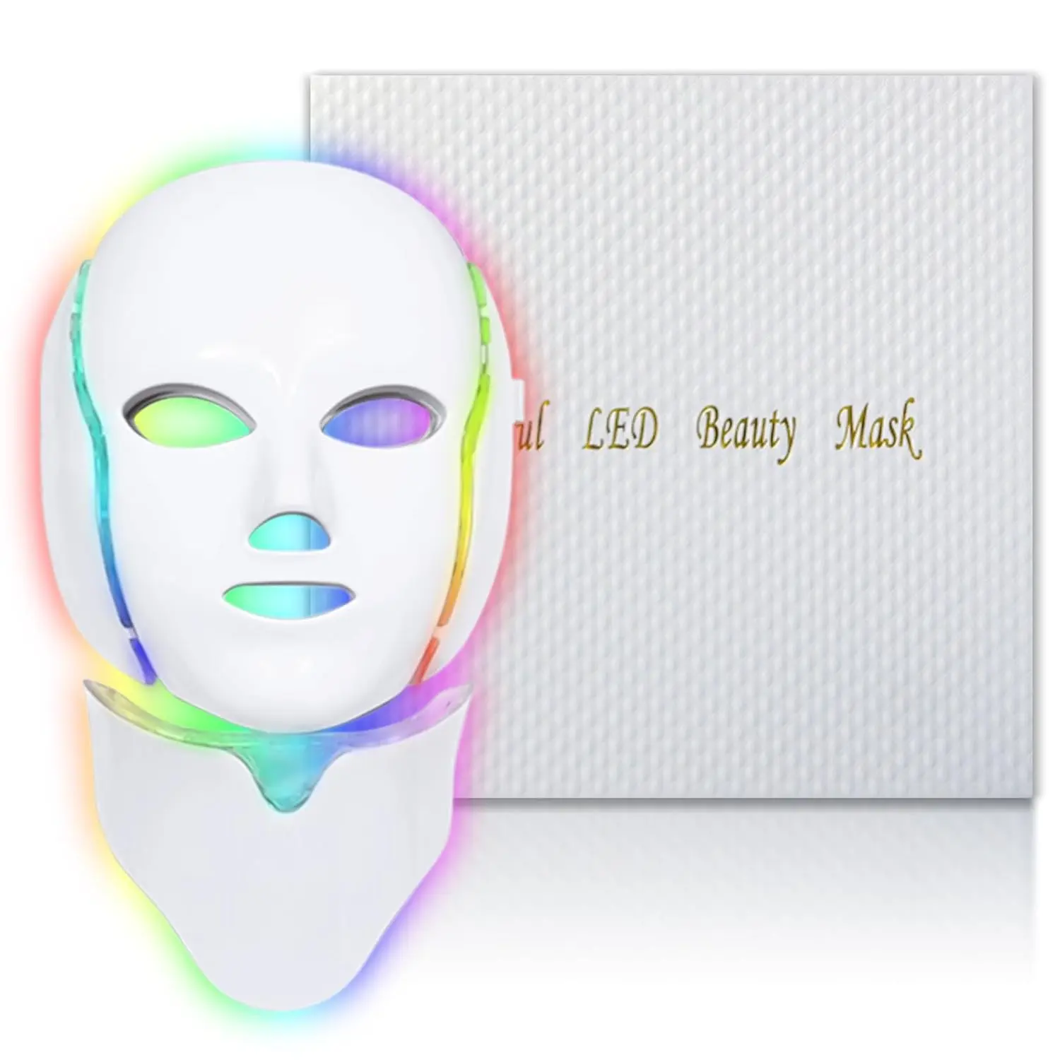LED Light Therapy Face Mask with 7 Colors, Red & Infrared Light (630nm & 850nm) for Skin Repair - Portable, Battery Powered Beauty Device with Timer - Best Gift