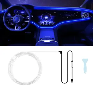 Interior Car LED Strip Lights  Multicolor Neon Wire Ambient Lighting Kit with 197 Inches Fiber Optic for Car Center Console & Dashboard Decorations