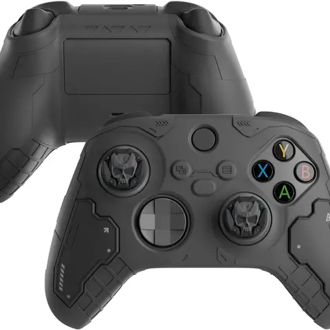 GeekShare G.S.TAC Tactical Silicone Cover & Grip Set for Xbox Series X/S Controllers - Matte Black Military-Style Ergonomic Accessories, Anti-Slip Skin, Includes Grips, 2 Joystick Thumbstick Caps, Enhances Gameplay Experience, Ideal for Boyfriend Console