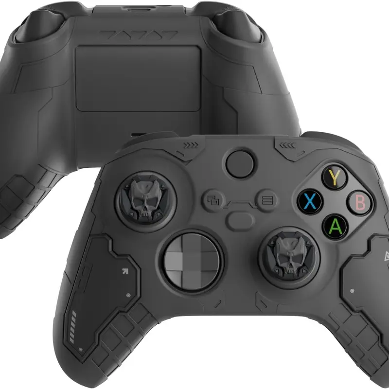 GeekShare G.S.TAC Tactical Silicone Cover & Grip Set for Xbox Series X/S Controllers - Matte Black Military-Style Ergonomic Accessories, Anti-Slip Skin, Includes Grips, 2 Joystick Thumbstick Caps, Enhances Gameplay Experience, Ideal for Boyfriend Console