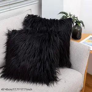 Plush Pillow Cover (no Insert), Soft Faux Wool Material, Comfortable Home Decor Accessory, Ideal for Living Room & Bedroom Use, Soft Furry Cushion