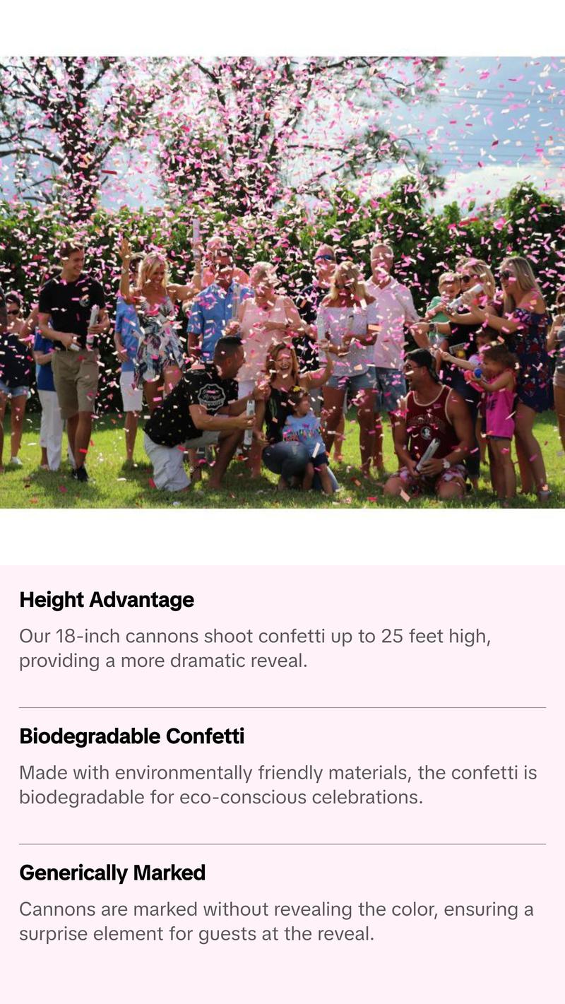 18" Pink Gender Reveal Confetti Cannon 18" Pink Gender Reveal Confetti Cannon