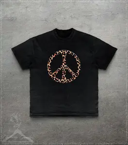 Cheetah Print Graphic Tee, Retro Cheetah Print T-Shirt for Men Women, Vintage Style 90s Hippie Top, Animal Print Peace Shirt, Cute Tee
