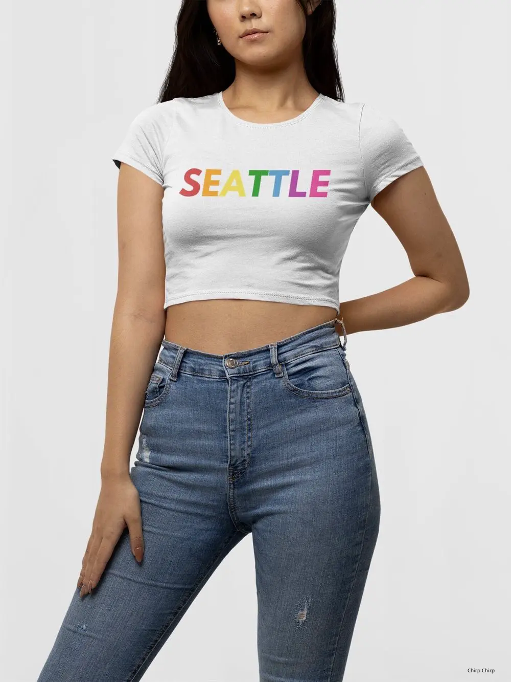 Seattle Rainbow LGBTQIA+ Pride Thin Baby Tee for Seattle Pride Crop Top for Women Trendy Graphic T-shirt