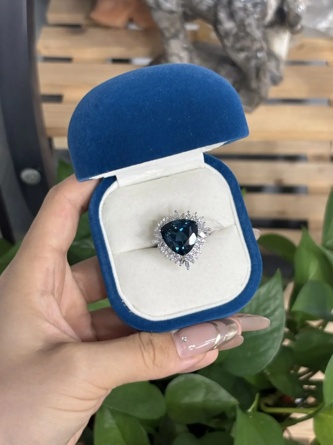 Host:Astrid(11354) Unisex Adults' Natural Crystal London Blue Topaz Silver Ring, JYY Gift Jewelry Accessory