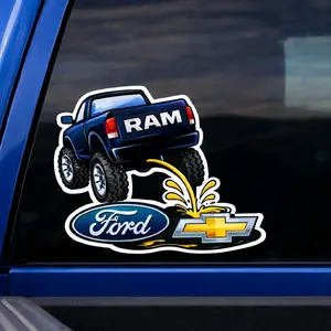 Dodge Ram Pee On Ford Chevy Truck Decal 8x7 Inches Waterproof UV Resistant Clear Transfer Tape Sticker Multiple Colors