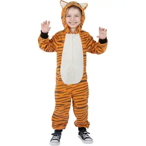 Sincere Party Tiger Onesie Novelty Tiger Jumpuit with EMB Face Costume for Kids S(4-6)
