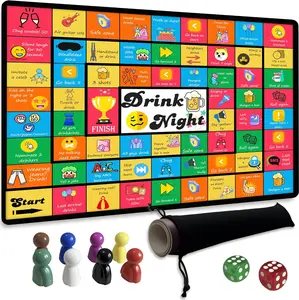Drinking Games for Adults, Large Leather Mat Drink Board Games, Funny Party Interactive Drinking Games for Girls Night, Birthday, Bachelorette Party, Family Play, Age 21+, 2-8 Players