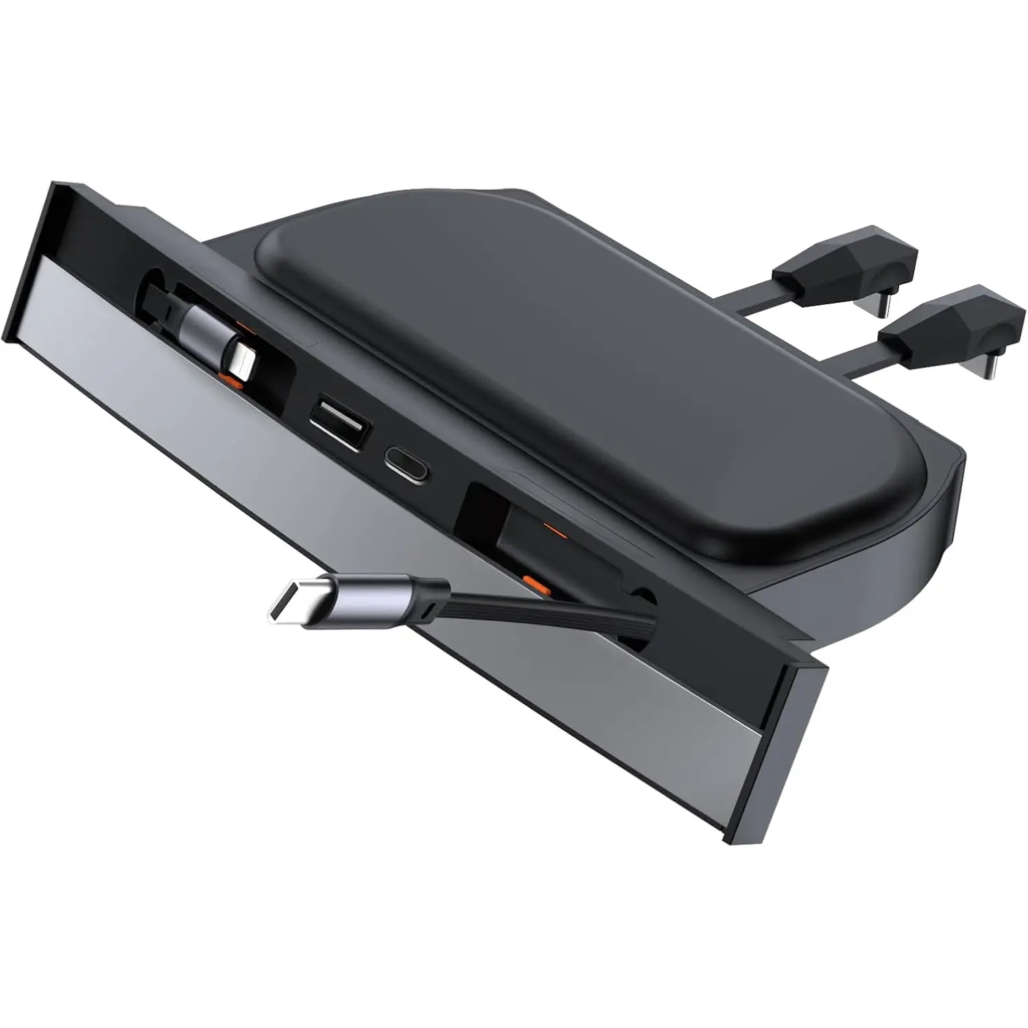 YONZEE Retractable USB Hub for Tesla Accessories Multi-Port Model 3/Y Concealed Docking Station with Dustproof Sliding Cover and Quick Charging Model