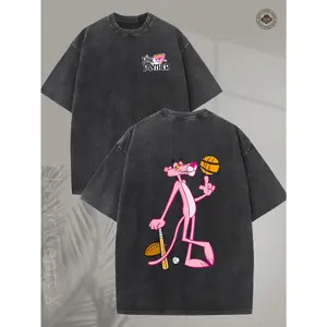Men's & Women's 230G Heavyweight Cotton T-Shirt Retro Y2K Streetwear Style with  Panther & Baseball Print Round Neck Short Sleeve Casual Summer Top Machine Washable Unisex Tee