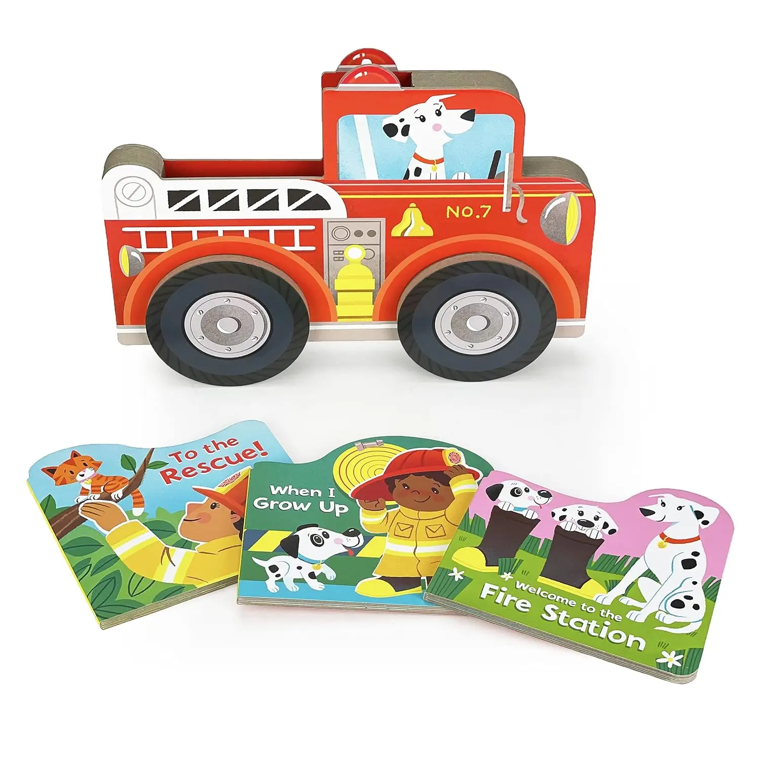 Fire Truck Board Book Set for Toddlers 3 Roll & Play Books with Wheeled ...