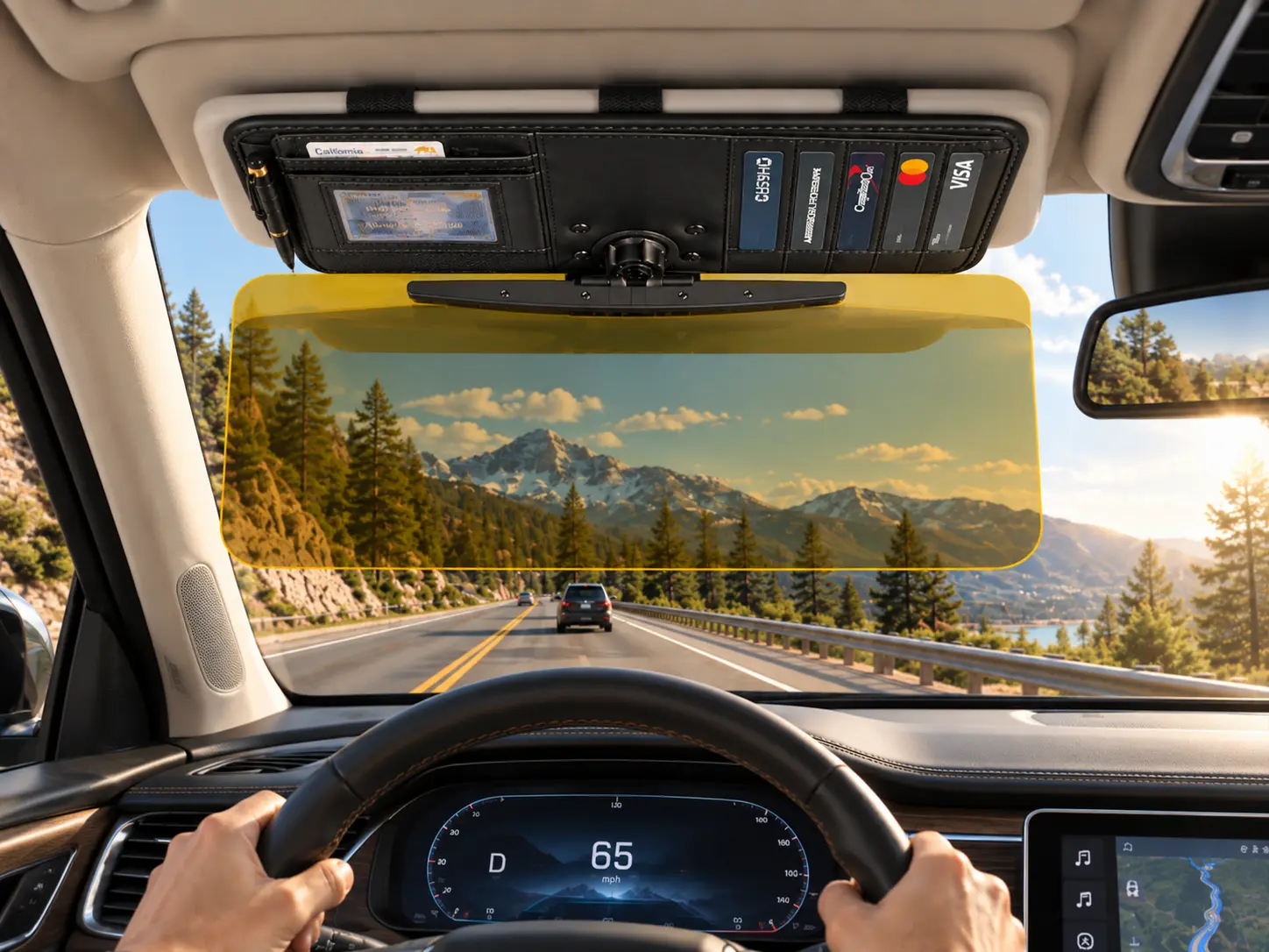 Polarized Car Sun Visor Extender for Driving, Day Night Dual Lens Anti-Glare Windshield Sunshade, Headlight Glare Reducer, Universal Car Accessory