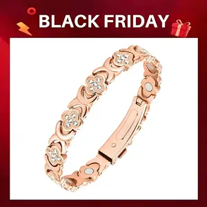 Women's Pure Copper Magnetic Bracelet Set, Strong 3500 Gauss Magnet, Fashionable Layered Design, Outdoor Fun Gift Idea, Wearable