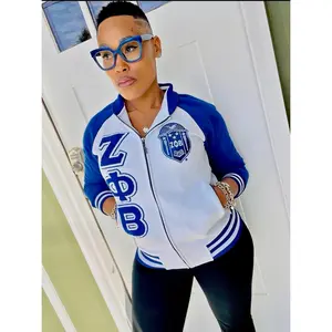 Zeta White Varsity Fleece Jacket