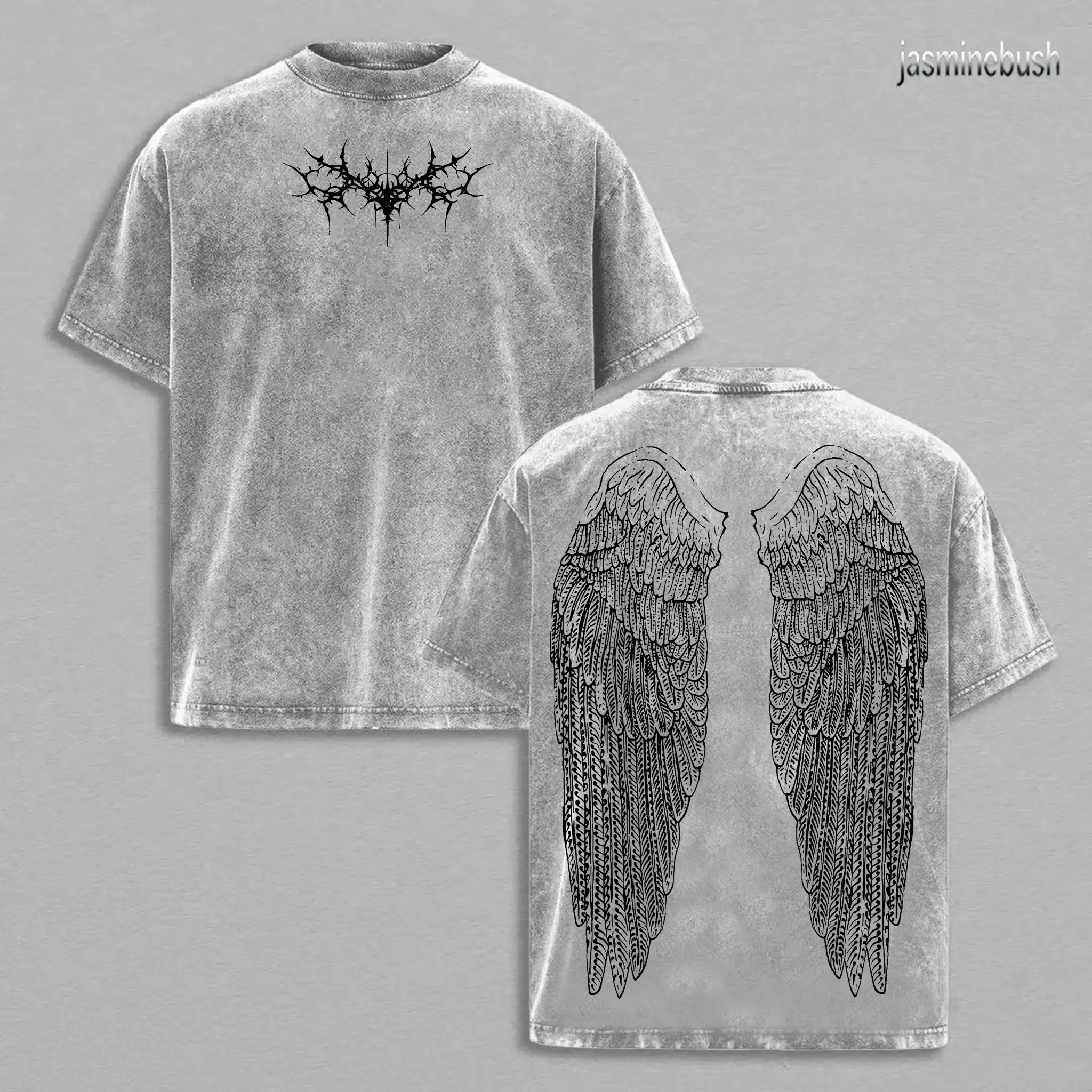 Vintage Washed Gothic Wing Oversized Graphic T Shirt Hoodie Darkwear Grunge Graphic Tee Y2K Cyber Streetwear Harajuku Anime Clothes Opium Core Alt Emo Fairy Grunge Fashion Viral Trendy Drip Mens Top Edgy Aesthetic Goth Gym Pump Bootleg Otaku Merch Gifts,