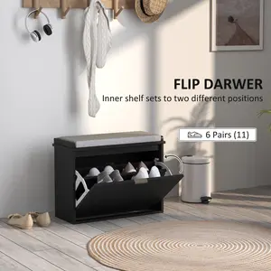 Storage Bench, This entry bench, made of particleboard and MDF, supports up to 265 lbs. on the seat, Black, Gray