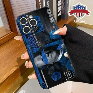 Straight Edge Phone Case for iPhone 15 Plus 16 Pro Max 14 13 12 11 XS XR E Blue Money Pattern Pocket-Friendly Shockproof Silicone Protective Soft Case