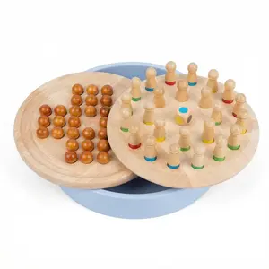 Wooden Memory Match Game, Educational Chess Puzzle for Kids & Adults, Portable Family Strategy Board Game for Holiday Gifts & Brain Training Set