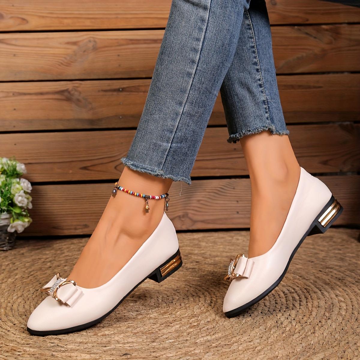 Women'S Home Outdoor Casual Easy Versatile Pointed Toe Lychee Texture Electroplated Electroplated Heel Decorative Strip Inlaid Sole Women'S Low Heel-On Heel, Women Shoes