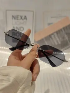 Unisex Vintage Geometric Frame Sunglasses, Trendy Casual Sunglasses for Everyday Use, Fashion Accessories for Outdoor Activities