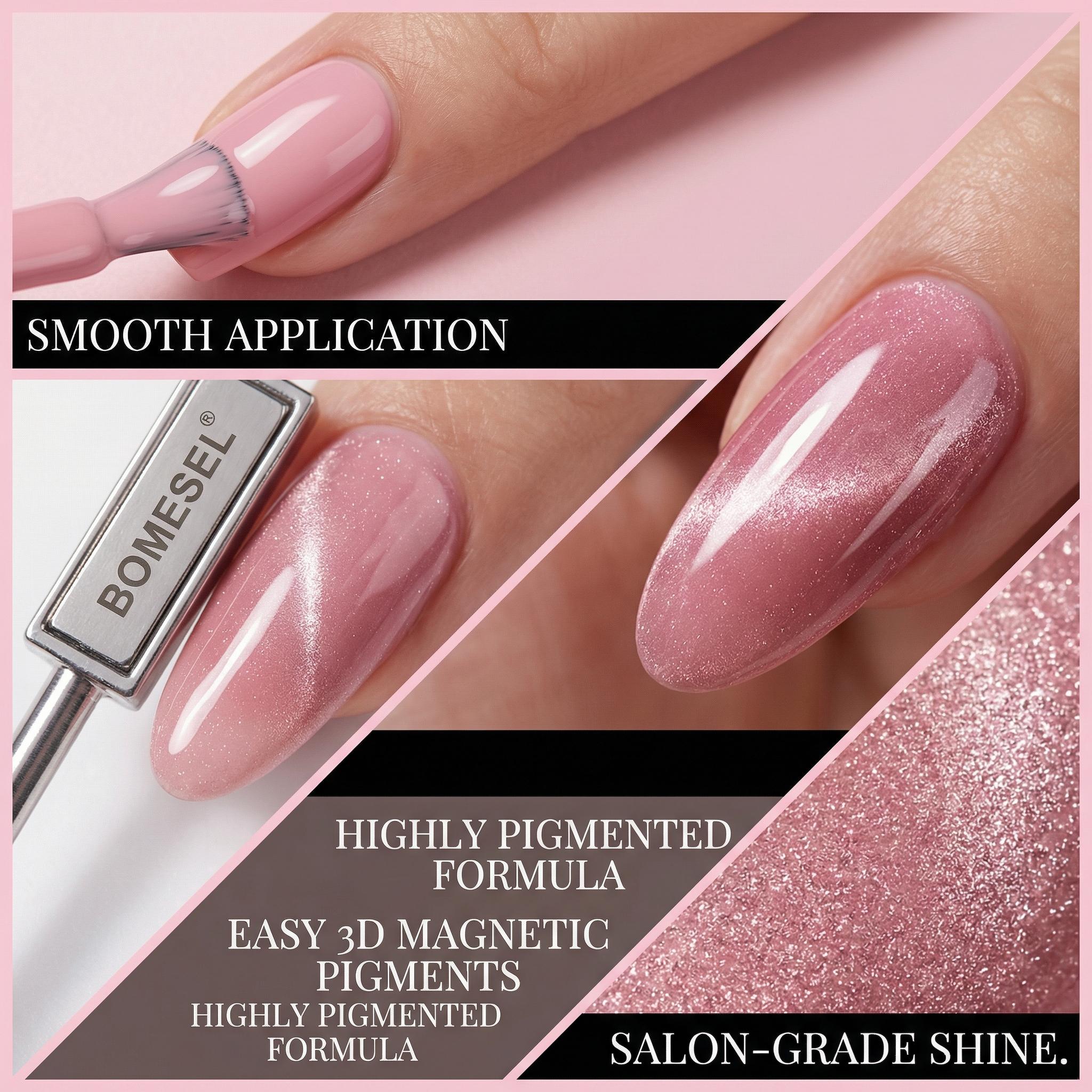 Collection Cat Eye Series – Cat Eye Nail Gift Box includes cat eye gel, base gel, sealing layer, rubber sealing layer, UV light, decorative bag, nail scoop, blending gel, adhesive, balancing liquid + 12 individual bottles of cat eye gel (requires UV lamp)