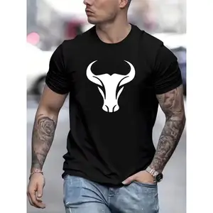 Men's Breathable Print Running Tee - Comfortable Summer Sports Shirt, Round Neck, Machine Washable