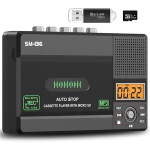 Small Cassette Tape Player, USB C or SD Card Audio Cassette to MP3 Digital Converter, Record to Cassette,Computer,SD Card via Mic, Loud Speaker, Headphone Jack, 16GB SD Card For Type I Tapes