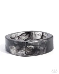 Reflective Runway - Black Acrylic Bangle Bracelet - Paparazzi