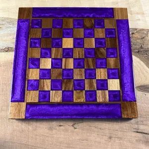 Purple Haze Black Walnut Chess Board (INCLUDES GLASS PIECES) Purple Haze Black Walnut Chess Board (INCLUDES GLASS PIECES)