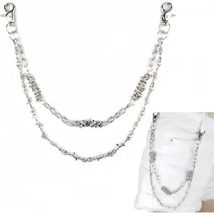 Unisex Punk Chains for Pants, Heavy Duty Belt Chains Hip Hop Trousers Jeans Chain with Lobster Clasps for Wallet Keys