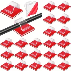 10pcs NEW Adhesive Cable Clips Cable Organizer Upgraded Wall Wire Holders for Cable Management for PC, Wall, Under Desk, Christmas Lights Clip Indoor/Outdoor, Car, Dash Cam, Ethernet, Electric Wires Small