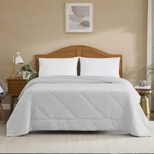 Oversized Cooling Comforter Full/Queen – Reversible-Quilted Comforter Shell with Elegant Trim – Lightweight Breathable Bed Blanket for Hot Sleepers, Night Sweats & All-Season, Silver