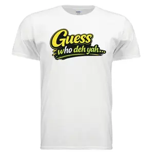 Guess Who Deh Yah Gildan G640 Adult Softstyle T-Shirt Short Sleeve Summer Medium Length 100% Preshrunk Ringspun Cotton Jersey Classic Fit