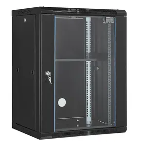 VEVOR 15U Wall Mount Server Cabinet, 500 lbs Max. Ground-mounted Load Capacity, Network Rack Enclosure with Caster Wheels Locking Tempered Glass Door, Q235 Carbon Steel for IT Equipment A/V Devices